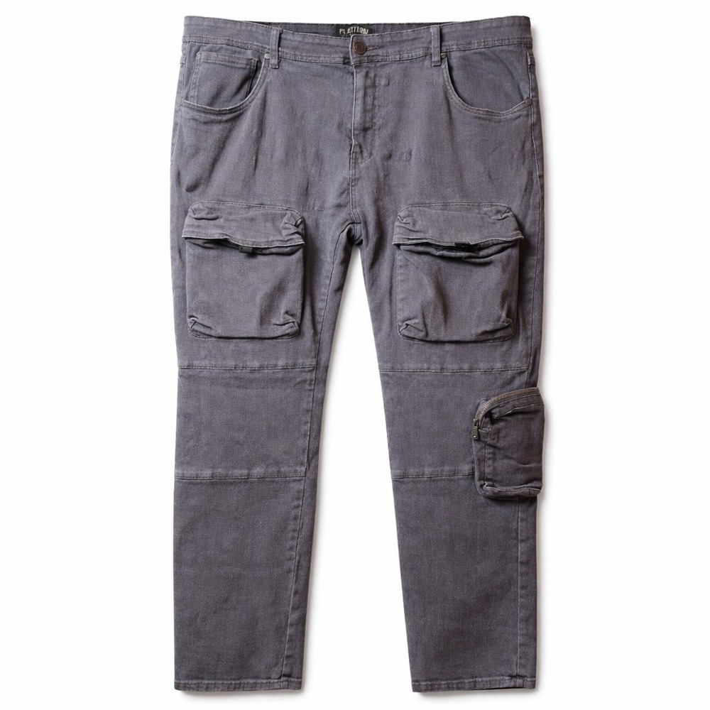 PLATFORM New York Staff Cargo Jean Sz 44x29 Stretch 90s Y2K Grunge Skater Baggy